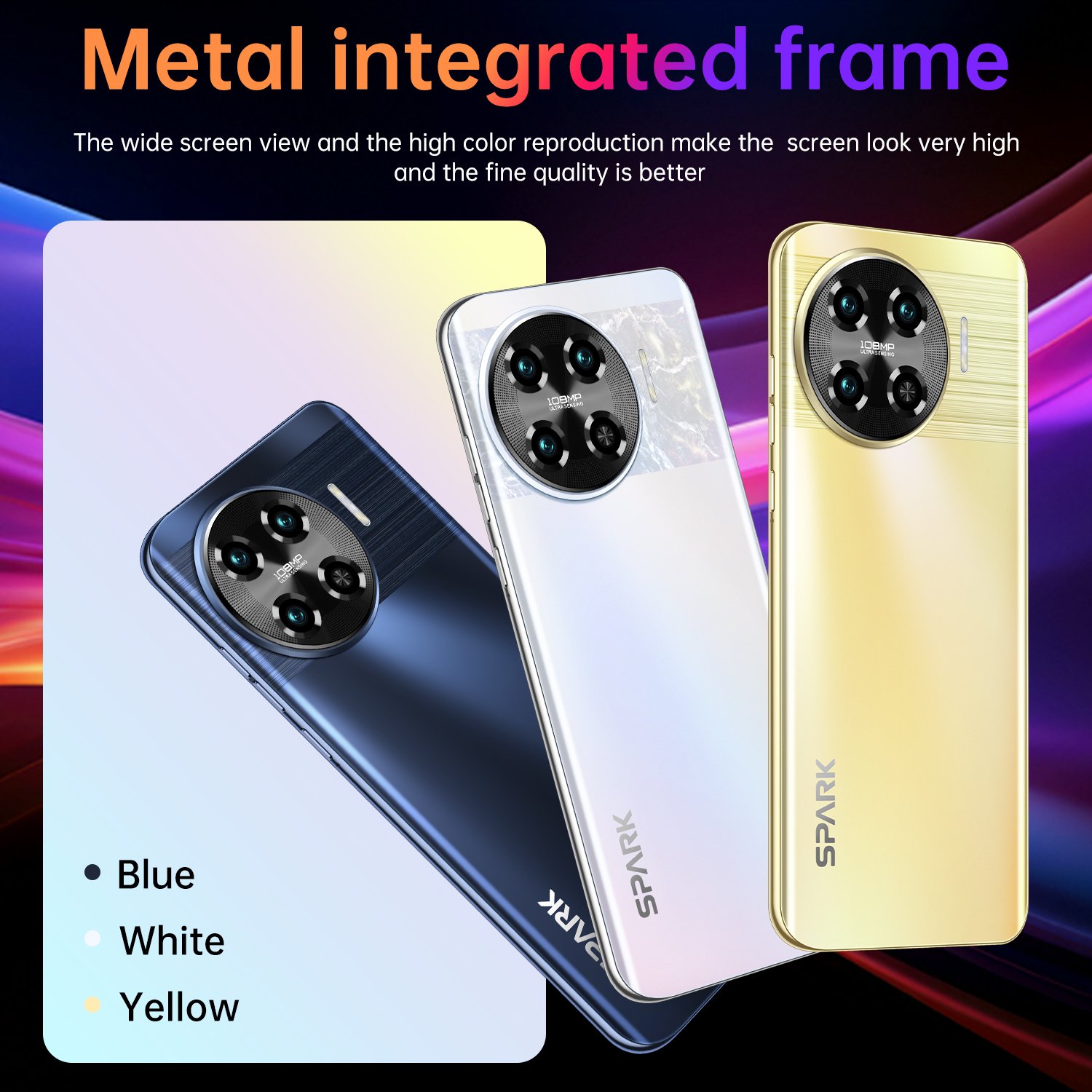 Hot Selling Spark 20 Pro 7.3 inch 72MP+108MP 16GB+1TB Mobile Android Smartphone 10 Core Full screen Cell Phones Large Battery